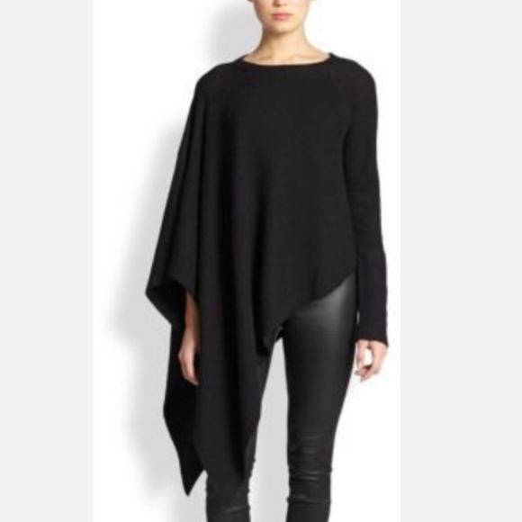 Helmut Lang Sweaters - Helmut Lang Black Asymmetrical Poncho Sweater